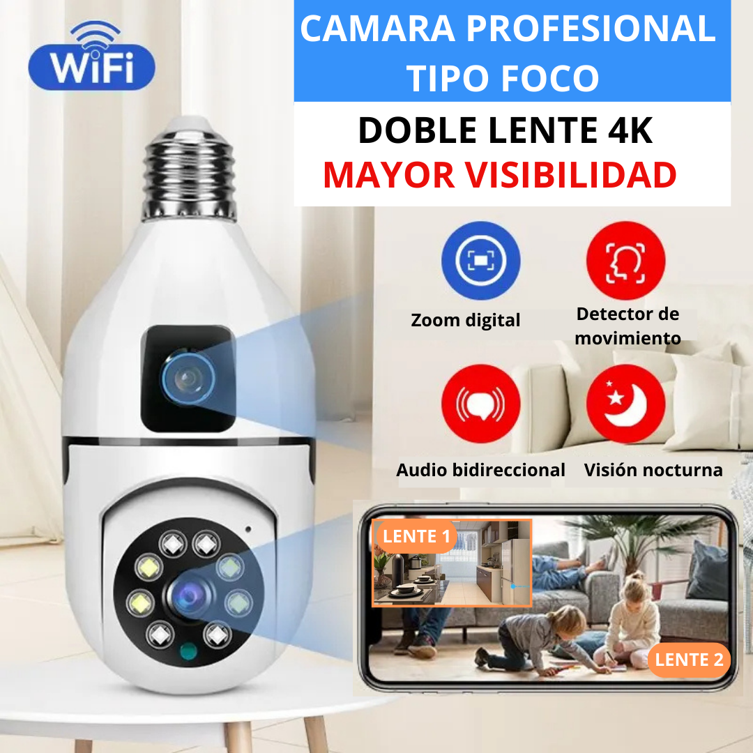 CAMARA PROFESIONAL DE SEGURIDAD DOBLE LENTE TIPO FOCO 360°- VERSION ME ...
